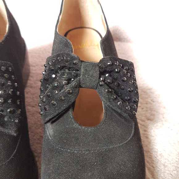 Shellys London Black Suede Bow Shoes - Picture 9 of 9